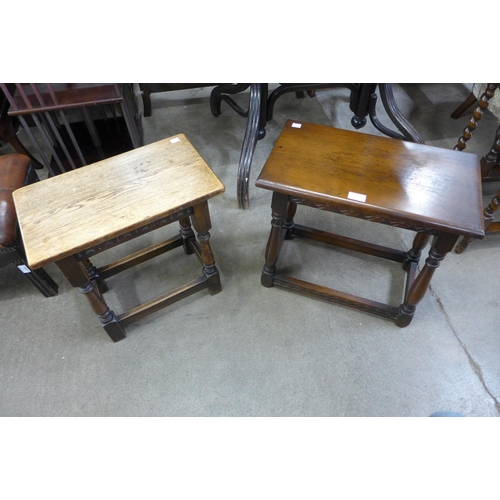 210 - Two carved oak stools