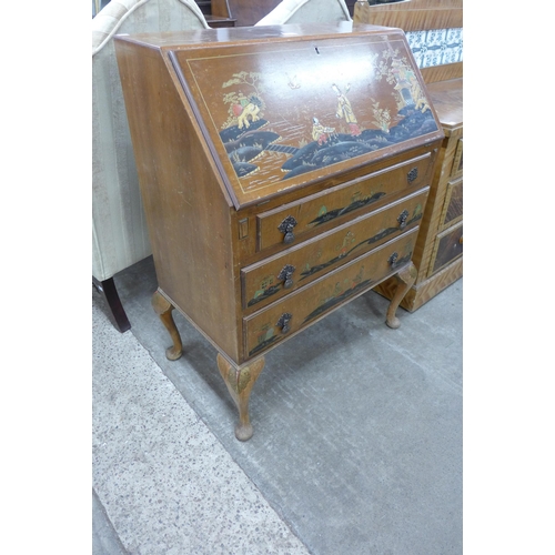 241 - A Japanned walnut bureau de dame