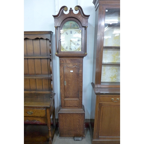 255 - A George III inlaid oak 30-hour longcase clock