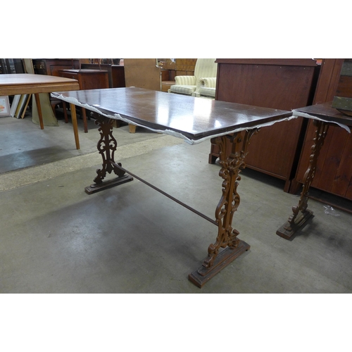 313 - A cast iron based rectangular pub table