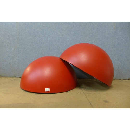 320 - A pair of red metal light shades