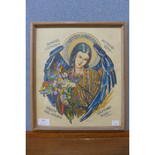 337 - Isabel Saul, Study of an Angel, mixed media, framed