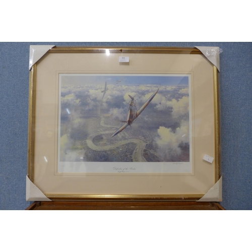 343 - A signed Geoff Hunt aviation print, Defenders of the Realm, framed