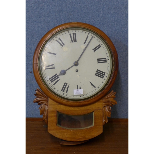 353 - A Victorian walnut wall clock