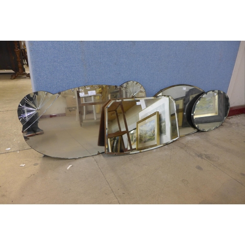 356 - Four Art Deco bevelled edge mirrors