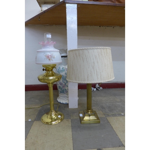 363 - Two brass table lamps