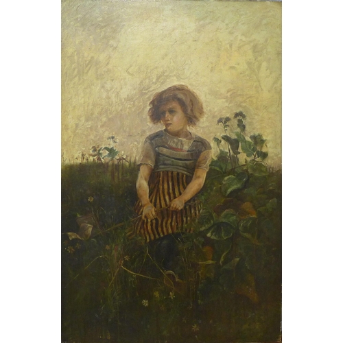 40 - Manner of Gabriele Carelli, portrait of a girl amongst flowers, oil on canvas, early 20th Century, 1... 