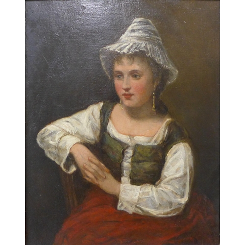 46 - Dutch School, portrait of a seated lady, oil on canvas, 50 x 39cms, framed