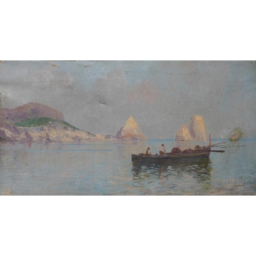 51 - Italian School (19th Century), coastal landscape, oil on canvas, 21 x 40cms, unframed