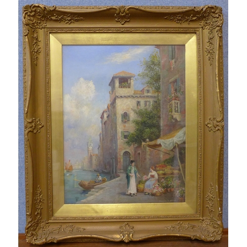 52 - Trevor Haddon R.B.A. (1864-1941), The Flower Seller, Venice, oil on canvas, 44 x 34cms, framed