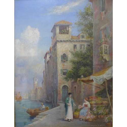 52 - Trevor Haddon R.B.A. (1864-1941), The Flower Seller, Venice, oil on canvas, 44 x 34cms, framed