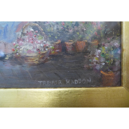 52 - Trevor Haddon R.B.A. (1864-1941), The Flower Seller, Venice, oil on canvas, 44 x 34cms, framed