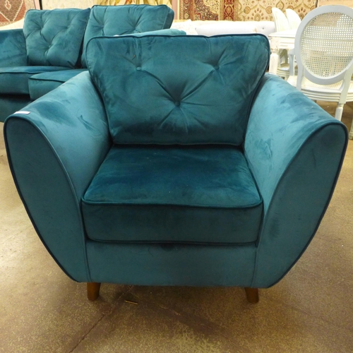 1524 - A Hoxton turquoise velvet armchair