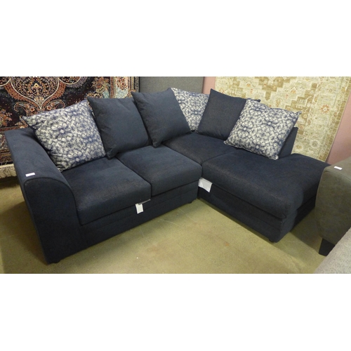 1528 - A deep blue upholstered corner sofa