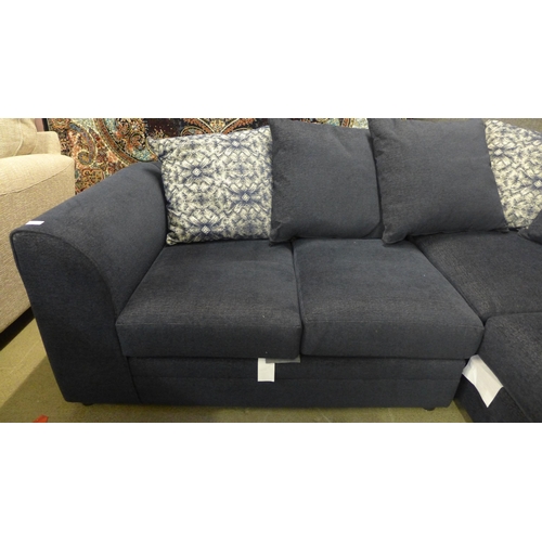 1528 - A deep blue upholstered corner sofa