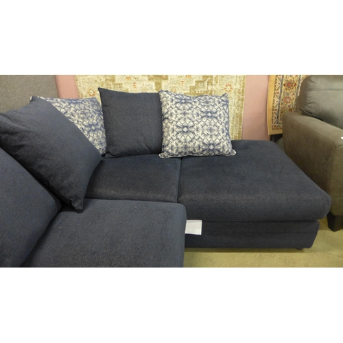 1528 - A deep blue upholstered corner sofa