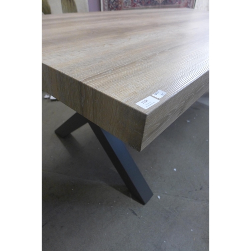 1538 - A Hatton 2.3m oak effect dining table on gunmetal grey ‘X’ frame legs