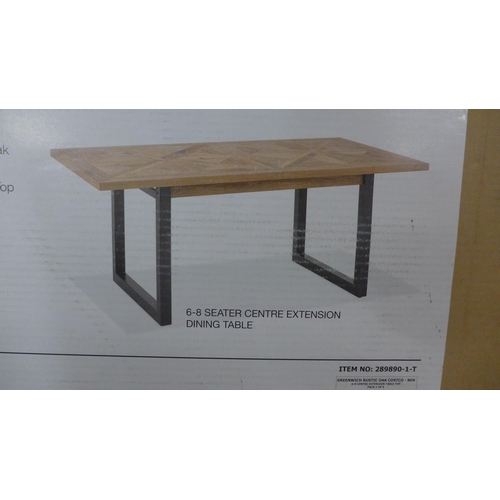 1589 - A Greenwich oak dining table top - missing legs, Northridge upholstered kingsize bed parts- and Turi... 