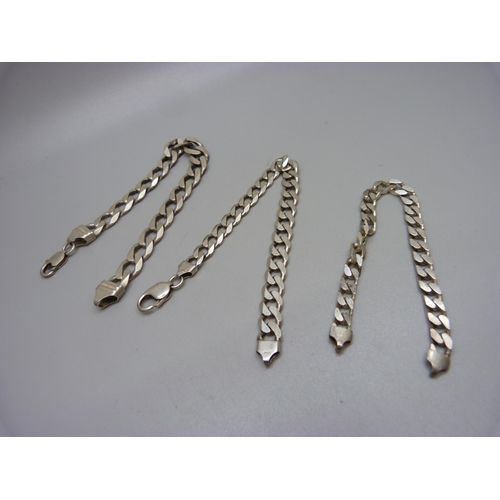 1001 - Three silver bracelets, one a/f, 64.6g