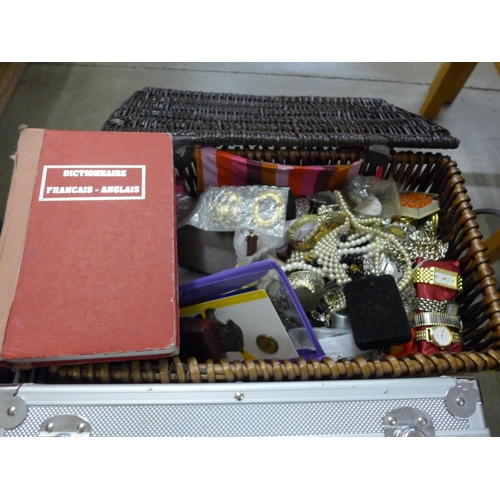 1020 - A case of costume jewellery, jewellery boxes, a deed box, motorbike back box and other boxes **PLEAS... 