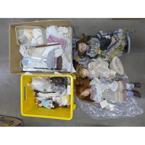 1032 - Three large modern dolls, dolls' clothes, doll making kits, etc. **PLEASE NOTE THIS LOT IS NOT ELIGI... 