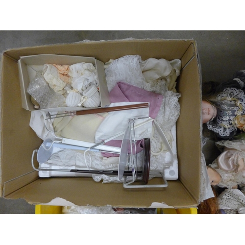 1032 - Three large modern dolls, dolls' clothes, doll making kits, etc. **PLEASE NOTE THIS LOT IS NOT ELIGI... 