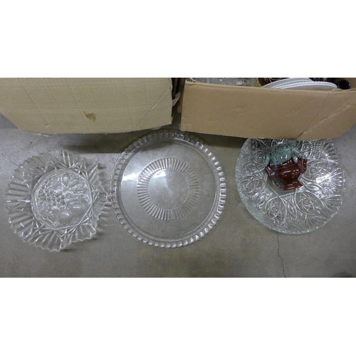 1034 - Two boxes of mixed china and glass **PLEASE NOTE THIS LOT IS NOT ELIGIBLE FOR POSTING AND PACKING**