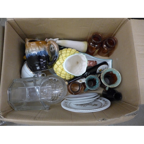 1034 - Two boxes of mixed china and glass **PLEASE NOTE THIS LOT IS NOT ELIGIBLE FOR POSTING AND PACKING**