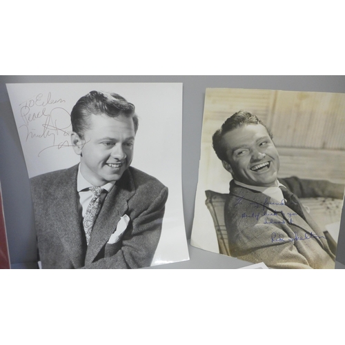 610 - Signed photographs of Mickey Rooney, Red Skelton, Charlton Heston, etc., (6)