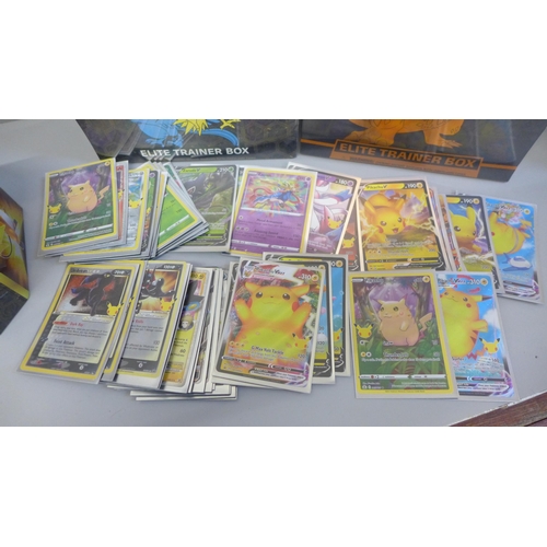 614 - Two Pokemon trading card games, boxed, and other Pokemon cards in tin