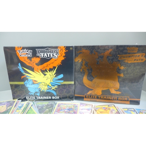 614 - Two Pokemon trading card games, boxed, and other Pokemon cards in tin