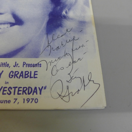 640 - A 1970 Betty Grable signed programme