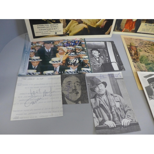 644 - Cinema lobby cards, etc., signed including Greer Garson, Omar Sharif, etc.