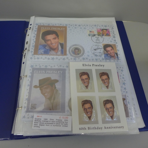 652 - Stamps; an album of Elvis Presley related covers and stamps