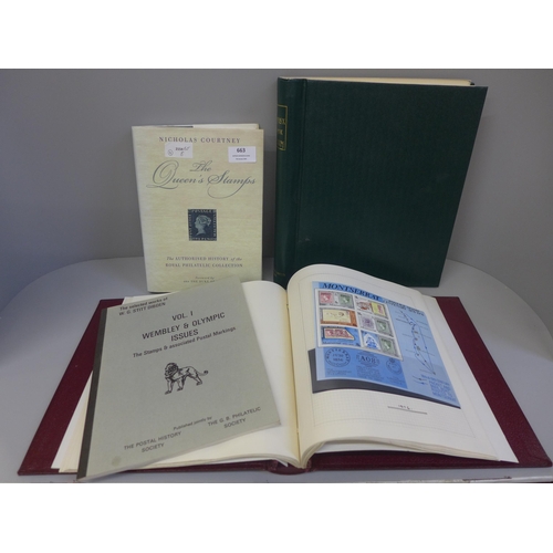 663 - A Stanley Gibbons The Plymouth Album with world Mint stamps, a Simplex blank album and two stamp boo... 