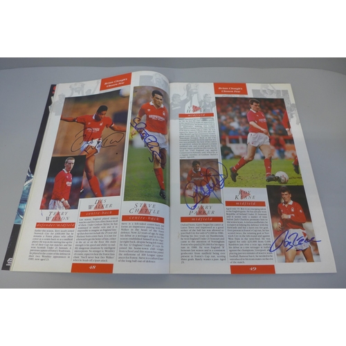 698 - Football; three Nottingham Forest cup final programmes, etc., 1991 containing signatures from Stuart... 