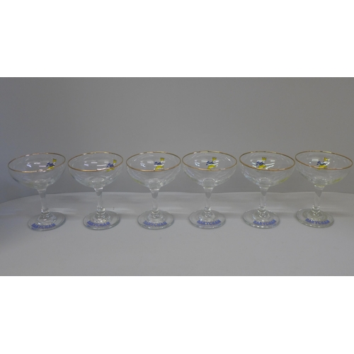 699 - A set of six Babycham glasses