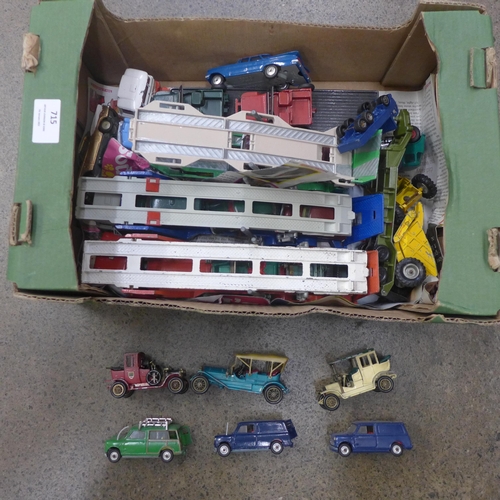 715 - Die-cast model vehicles including four car transporters, Models of Yesteryear, Corgi Chevrolet Impal... 