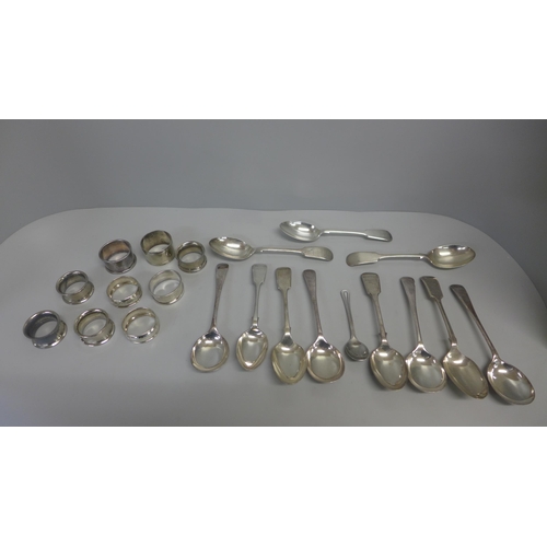 743 - A collection of plated cutlery and napkin rings