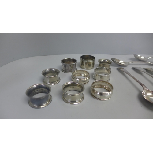 743 - A collection of plated cutlery and napkin rings