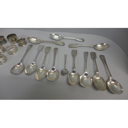 743 - A collection of plated cutlery and napkin rings