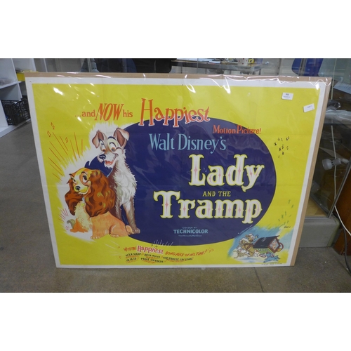 763 - An original 1955 film poster quad for Lady and The Tramp