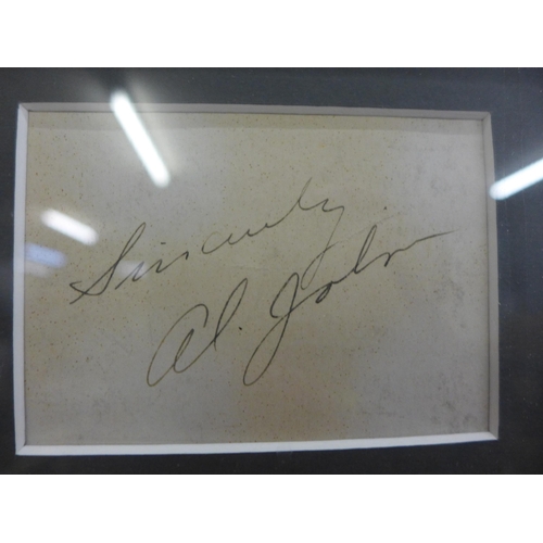 789 - An Al Jolson framed autograph display