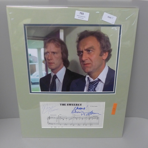 793 - The Sweeney autographed display signed by John Thaw and Dennis Waterman