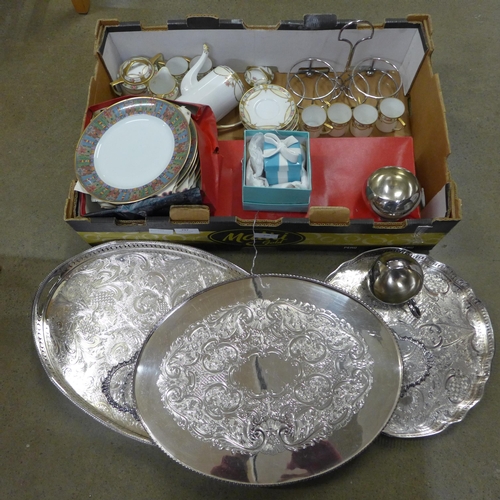 797 - A Noritake coffee set, Tiffany & Co. trinket box, assorted plated items, etc.