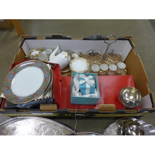 797 - A Noritake coffee set, Tiffany & Co. trinket box, assorted plated items, etc.