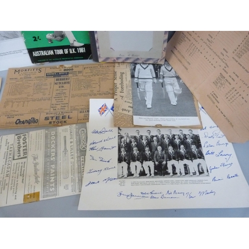 815 - Cricket autographs and ephemera including a book dedicated to the Bedser brothers of England and Sur... 