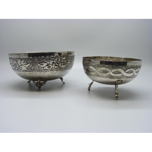 823 - Two white metal bowls, one marked 835 and with Limassol Cyprus related inscription dated 1983, total... 