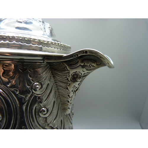 825 - A large George II silver tankard, London 1732, Thomas Mason, 1069g, later added spout with additiona... 