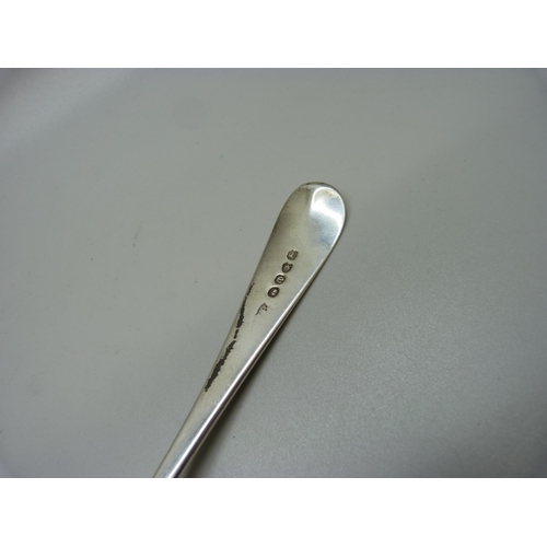 844 - A George III silver serving spoon, London 1780, William Bateman I, 47g, 20.5cm